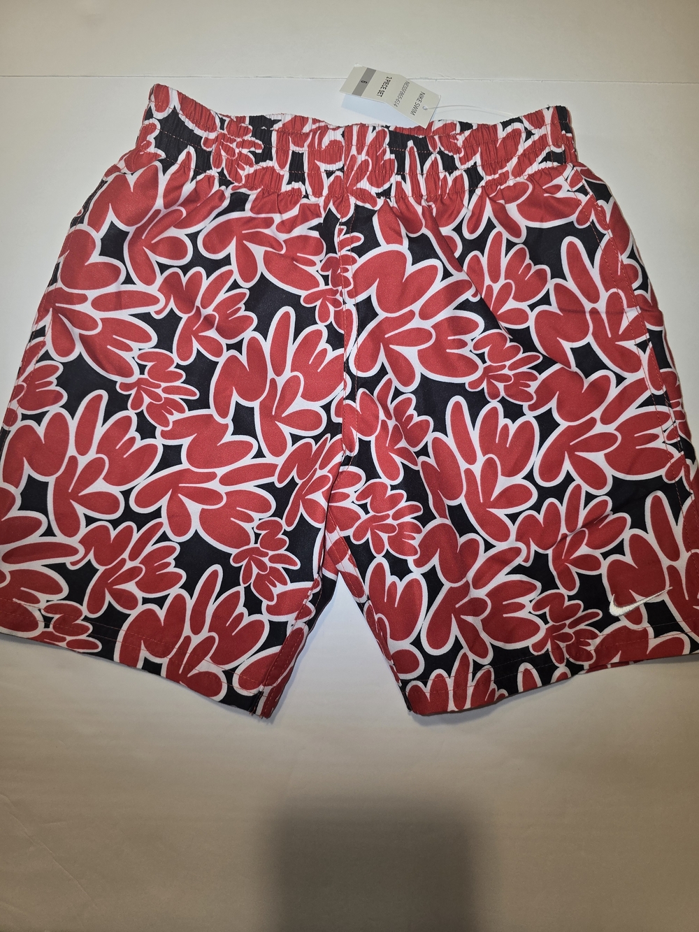 Nike Kids Red Floral Swim Trunks on Black